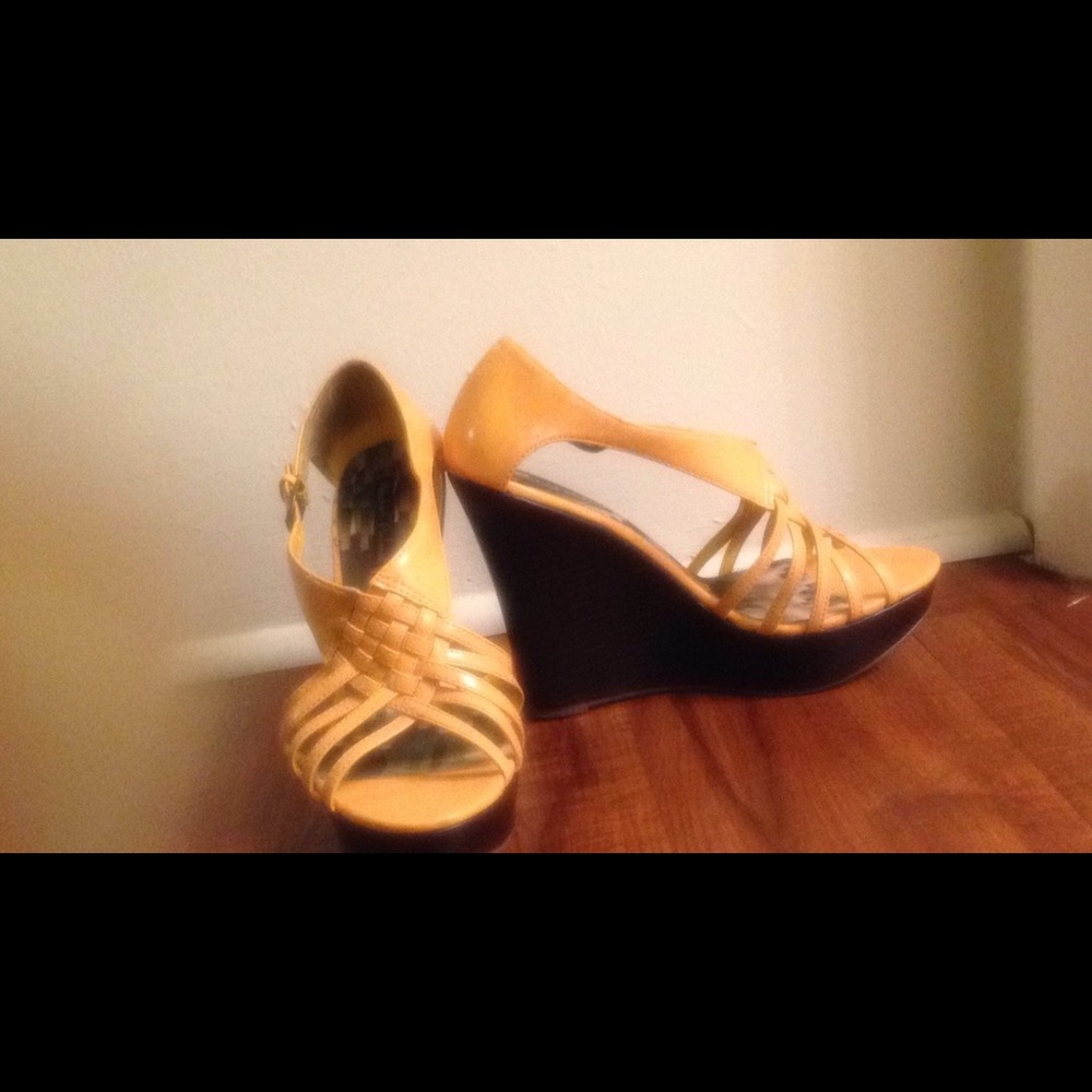 Canary yellow wedge heel